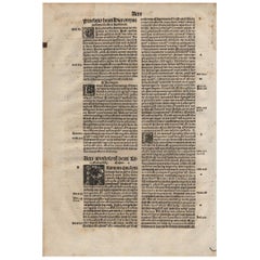 "Resurrection Ascension Pentecost, " Acts, 1523 Latin Bible Leaf Medieval