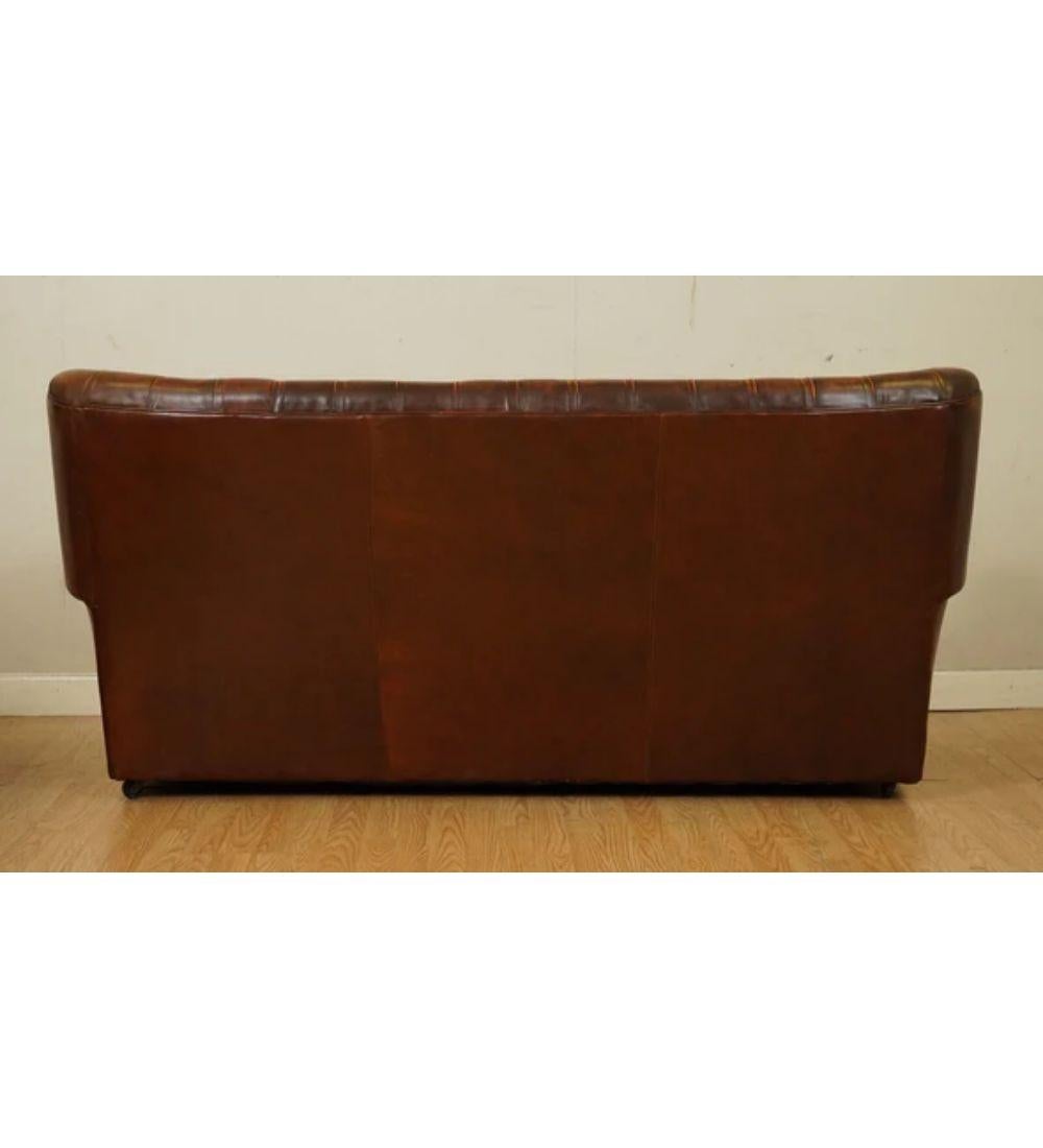 Leather Retailed by Harrods Pegasus Chesterfield Monk Buttoned Three Seater Sofa For Sale