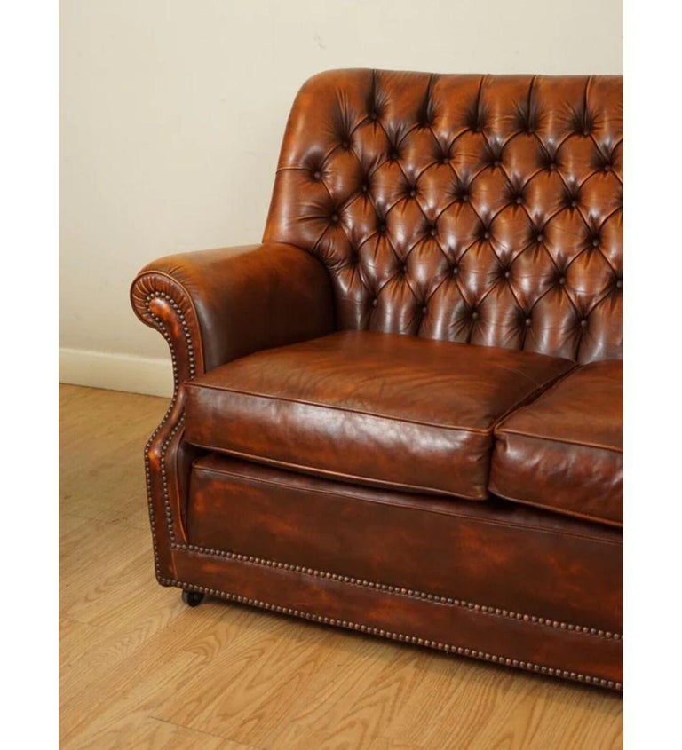 Retailed by Harrods Pegasus Chesterfield Monk Buttoned Three Seater Sofa For Sale at 1stDibs