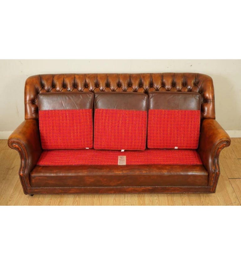Retailed by Harrods Pegasus Chesterfield Monk Buttoned Three Seater Sofa  For Sale at 1stDibs