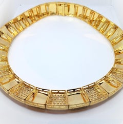 Reticulated 18 Karat Gold Necklace with Diamonds, by Gloria Bass
