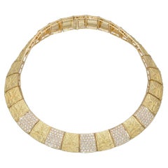 Reticulierte Halskette aus 18 Karat Gold mit Diamanten, von Gloria Bass