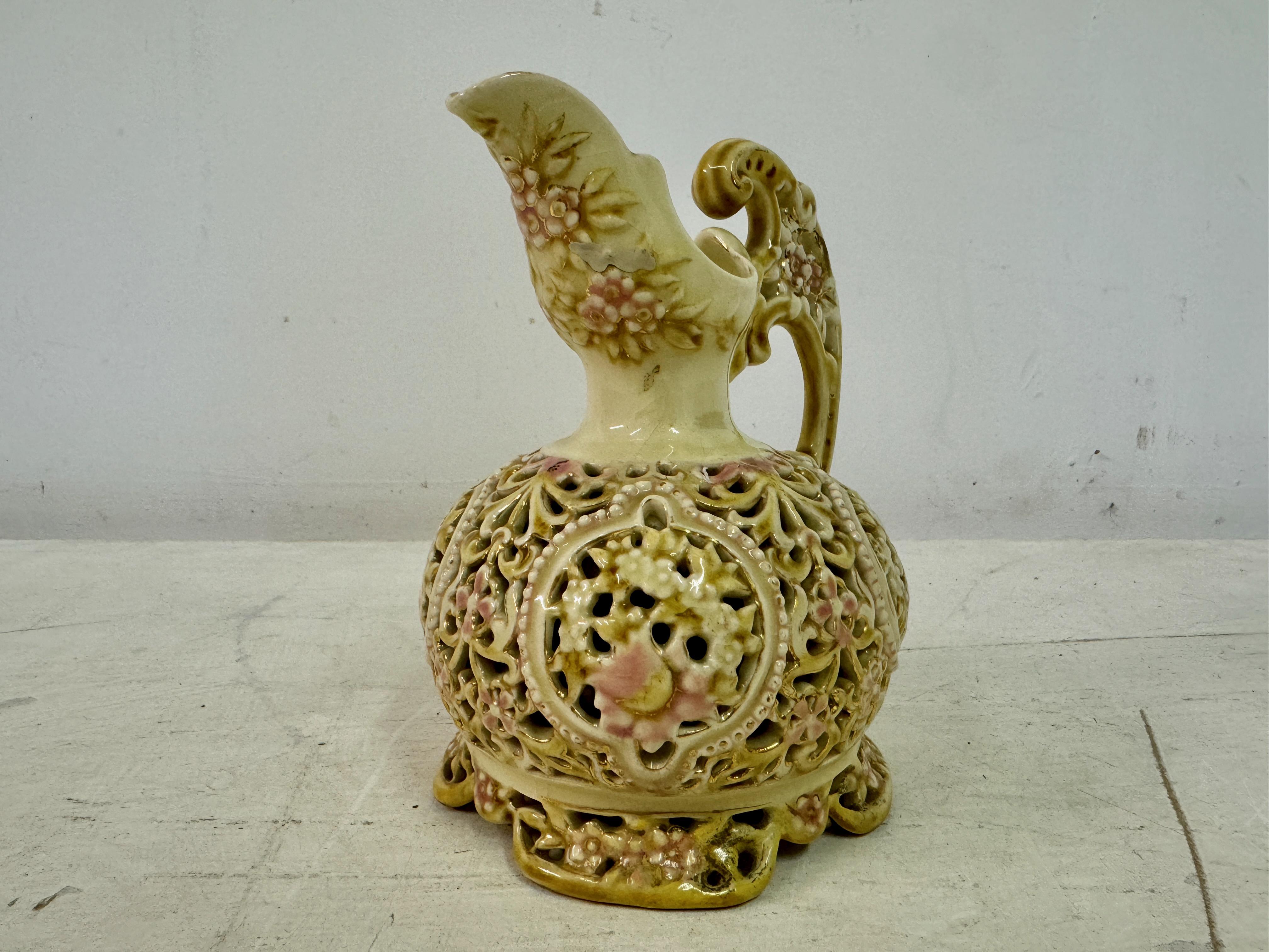 Reticulated Ceramic Pitcher By Zsolnay 5