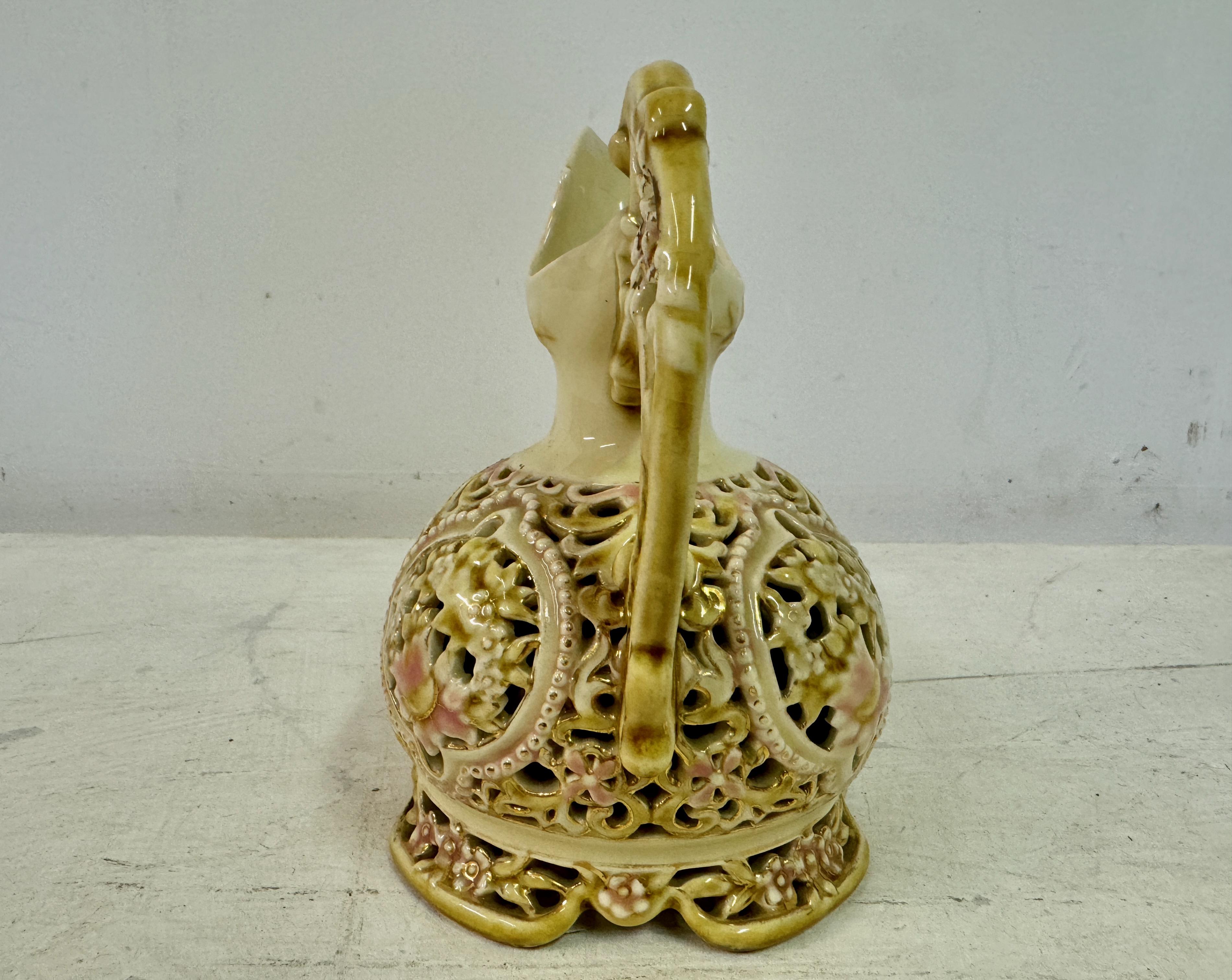 Reticulated Ceramic Pitcher By Zsolnay 1