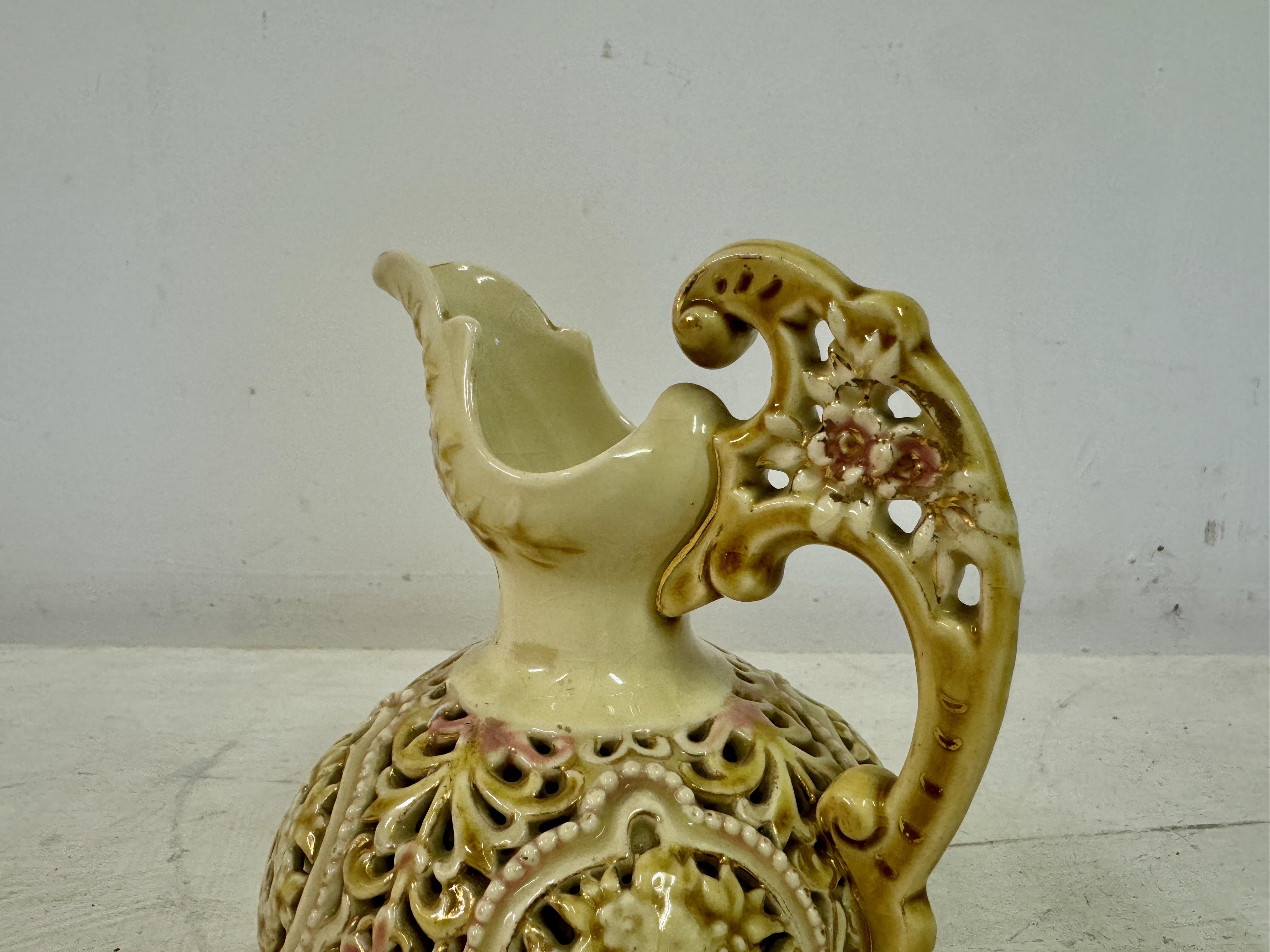 Reticulated Ceramic Pitcher By Zsolnay 2