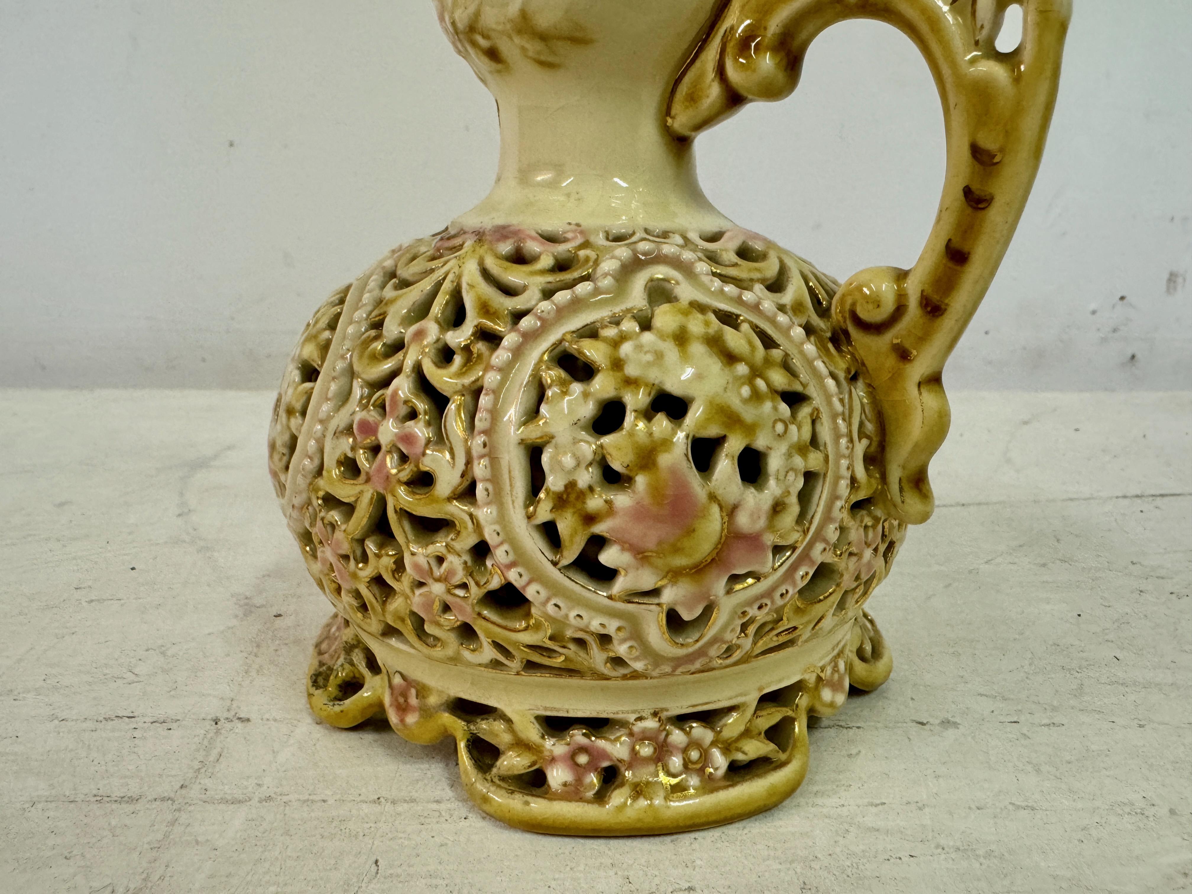 Reticulated Ceramic Pitcher By Zsolnay 3