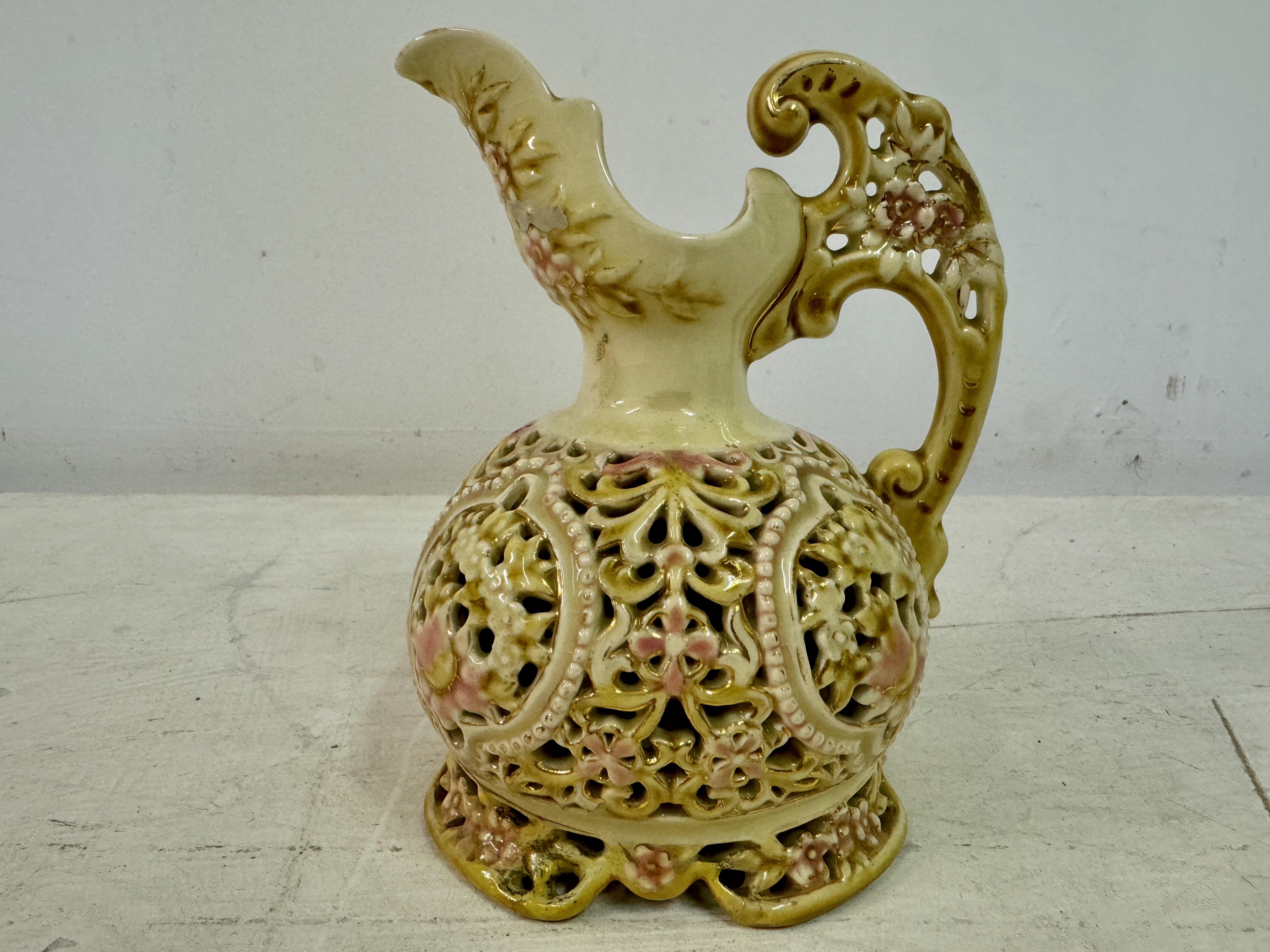 Reticulated Ceramic Pitcher By Zsolnay 4