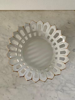 Reticulated Gold Gilt Porcelain Footed Basket