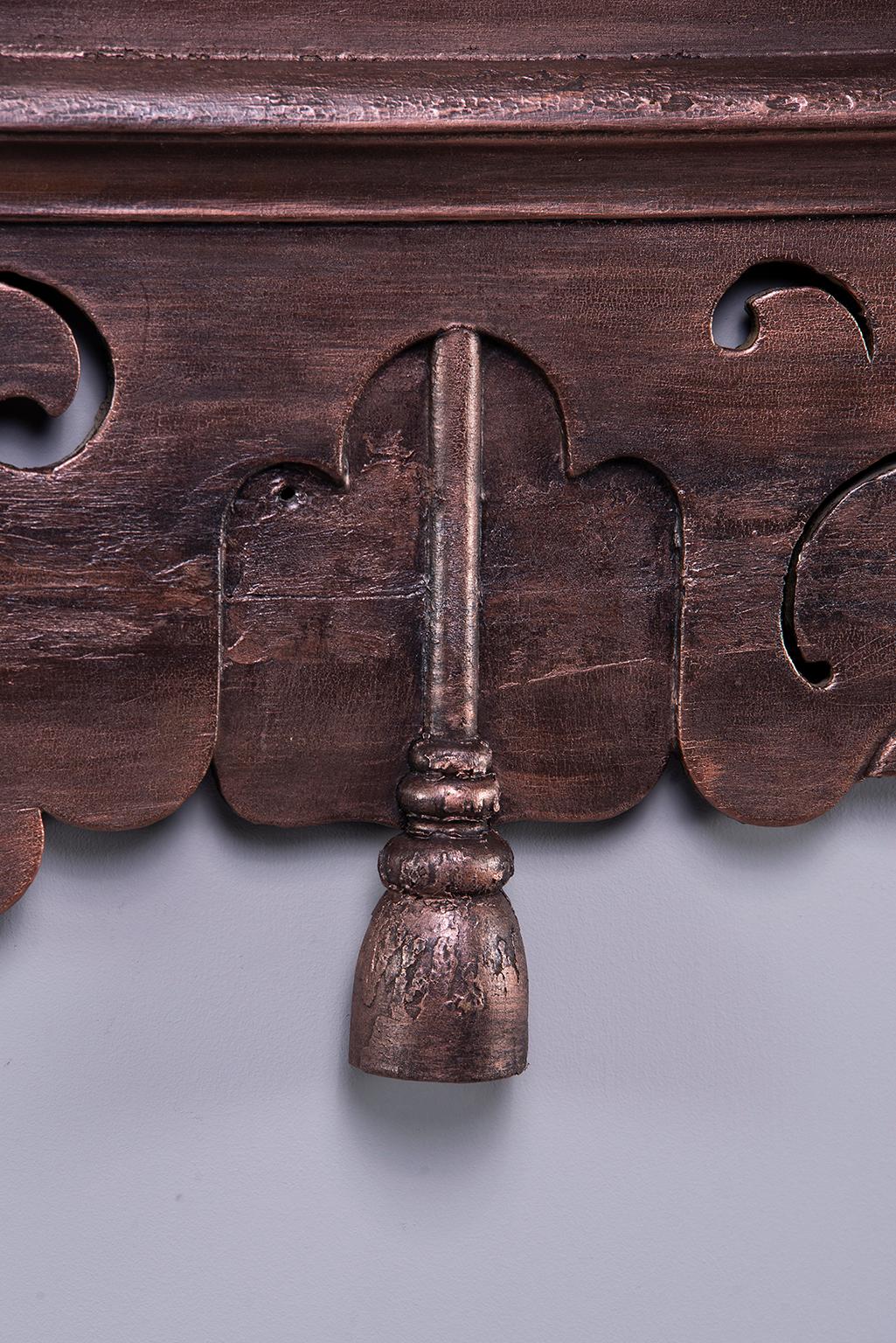Belgian Reticulated Over-Mantle Piece with Metallic Bronze Paint