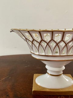 Reticulated Regency White Porcelain and Gold Gilt Basket Compote
