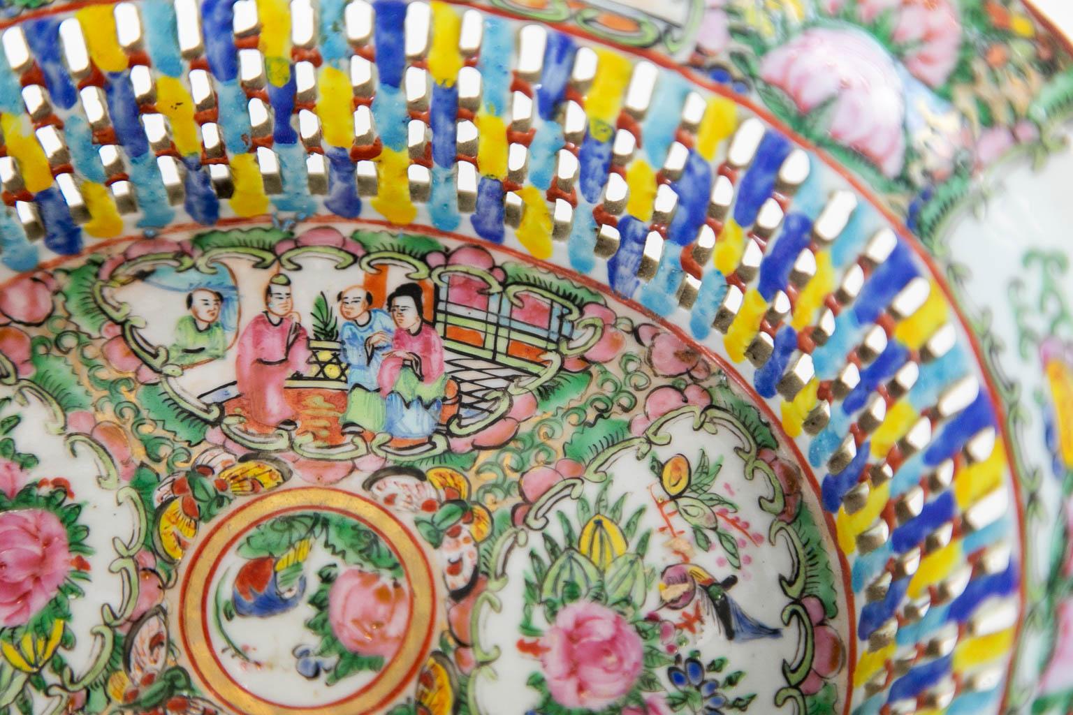 Porcelain Reticulated Rose Medallion Bowl
