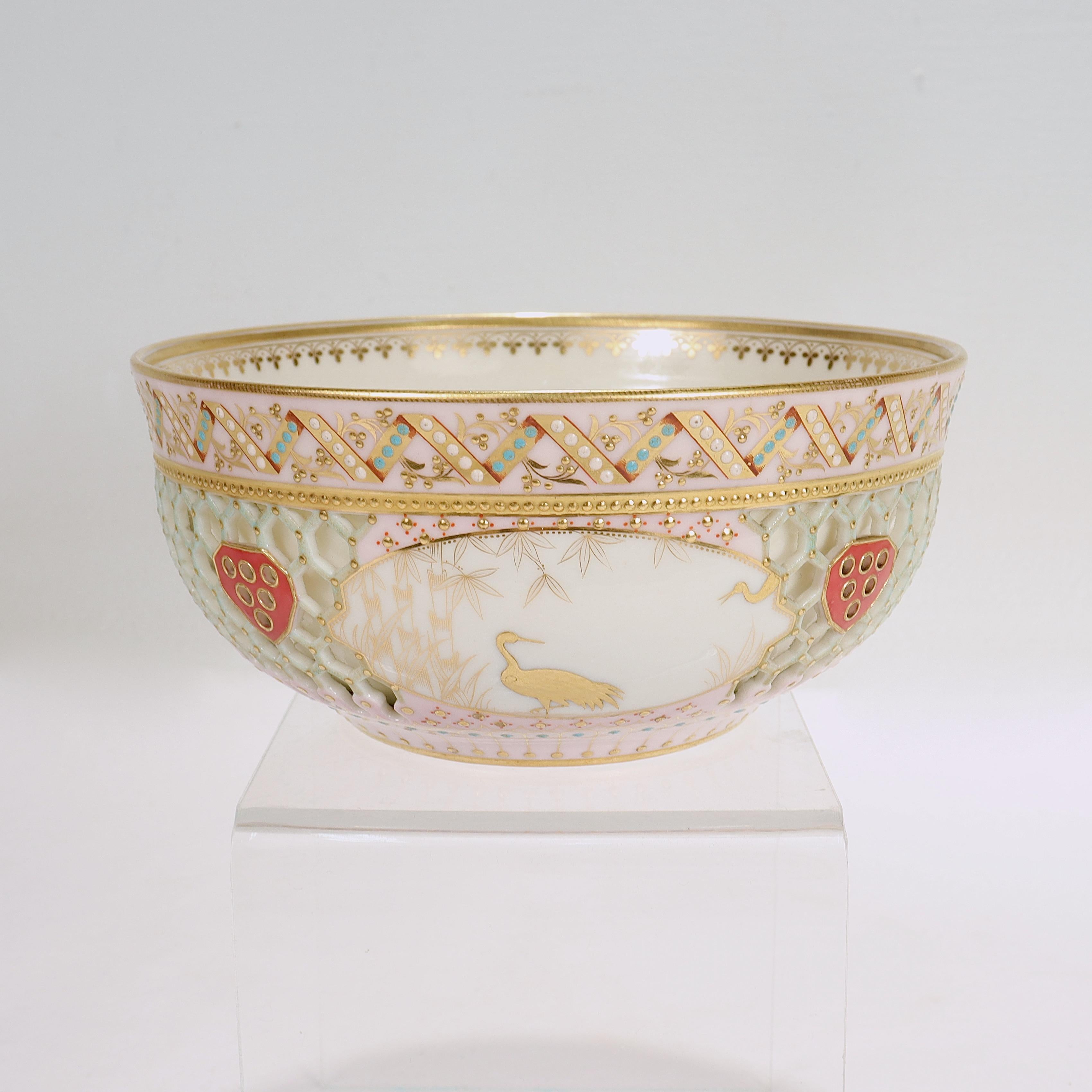 Reticulated Royal Worcester Porcelain Bowl Attr. to George Owen & Samuel Ranford In Good Condition For Sale In Philadelphia, PA