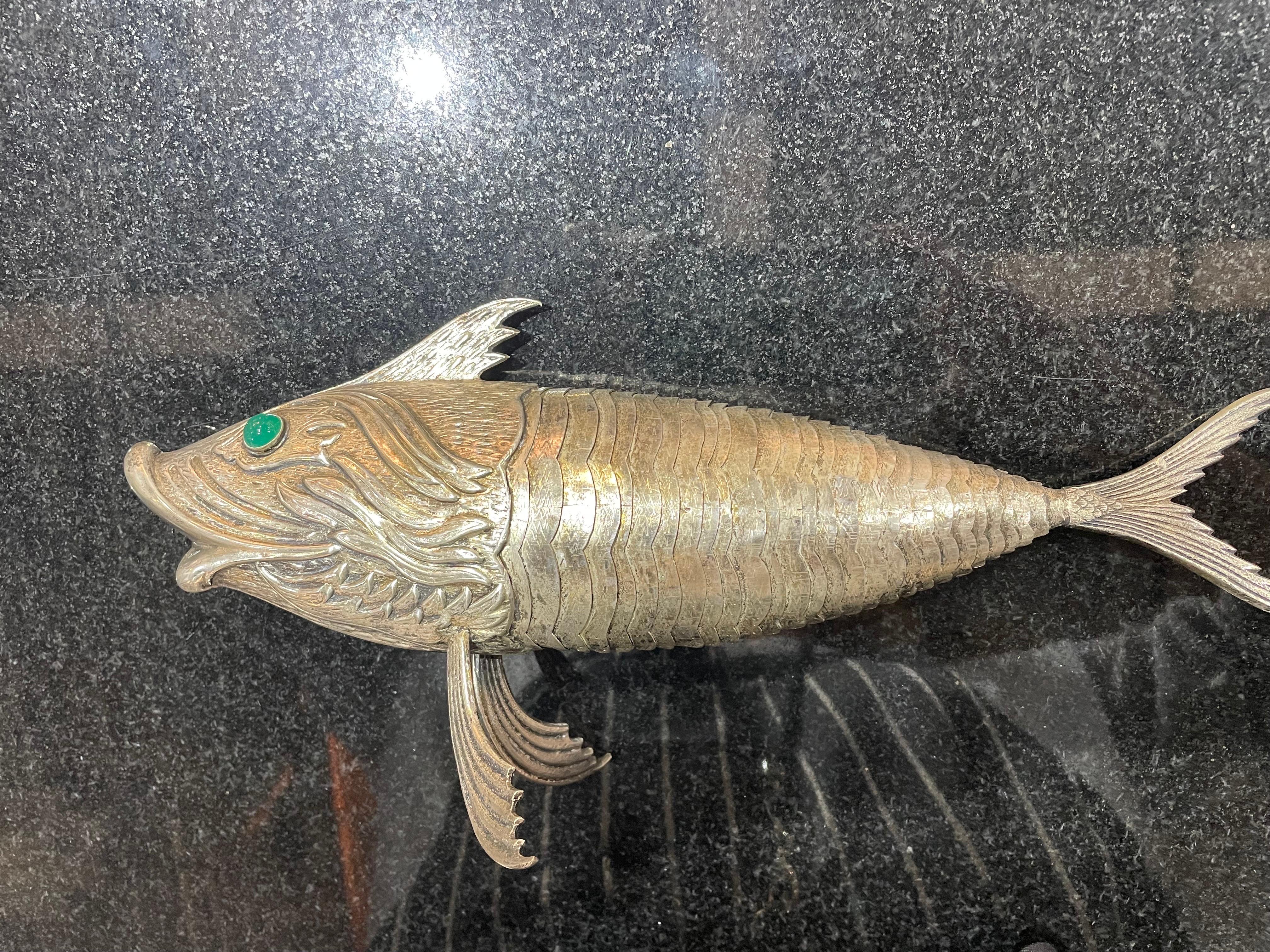 Retikulierter großer versilberter Fisch im Vintage-Stil  (Mitte des 20. Jahrhunderts) im Angebot