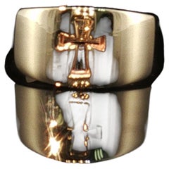 Retired 14k Yellow Gold James Avery Cut-Out Cross Crosslet Ring Band Size 5.5
