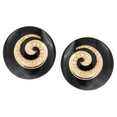 Orecchini Juniper con diamante e onice nero in oro 18 carati ritirati di Michael Bondanza