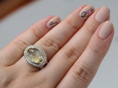 Aus dem Sortiment genommener David Yurman „Lemon Citrine Diamond Albion“-Ring aus Sterlingsilber, Größe 7