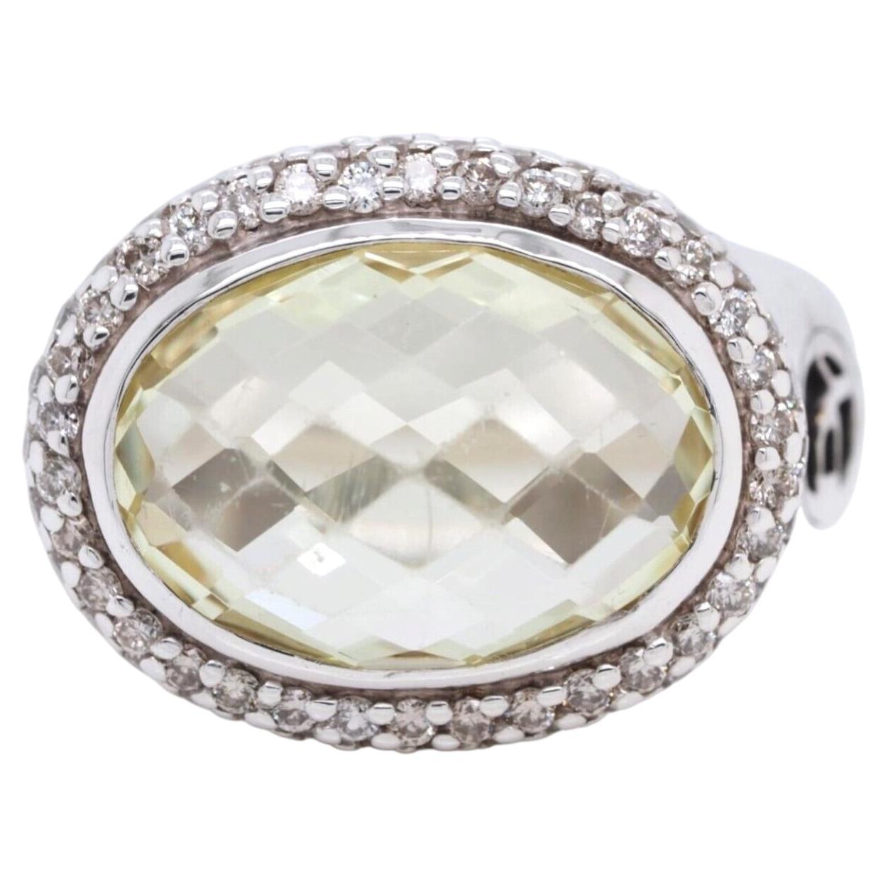 Anello Albion di David Yurman fuori produzione, con limone, citrino e diamanti, in argento sterling, misura 7 in vendita