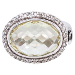 Aus dem Sortiment genommener David Yurman „Lemon Citrine Diamond Albion“-Ring aus Sterlingsilber, Größe 7
