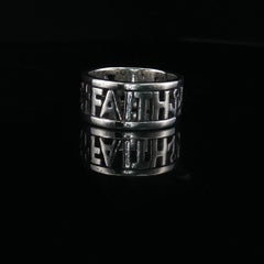 Retired James Avery 925 Sterling Silver Love Hope Faith Wide Band Ring Size 5.5