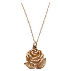 Used Retired James Avery Rose Pendant Necklace, James Avery Yellow Gold, Drop Pendant