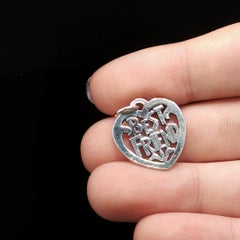 Retired James Avery Sterling Silver Best Friend Heart Charm Pendant 925