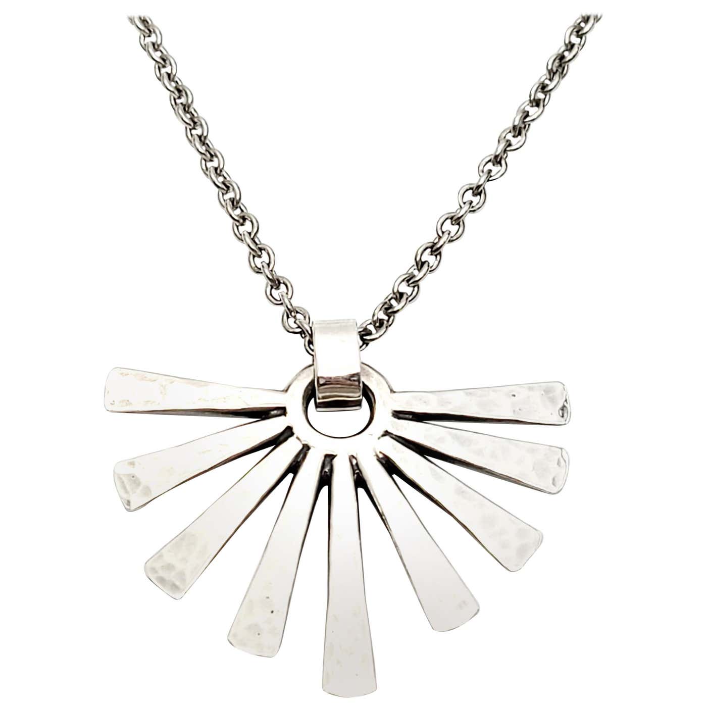 Retired James Avery Sterling Silver Hammered Rays of Sun Pendant with ...