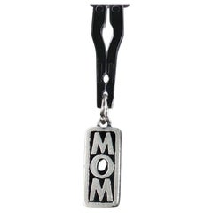 Retired James Avery Sterling Silver MOM Rectangle Charm Pendant 925