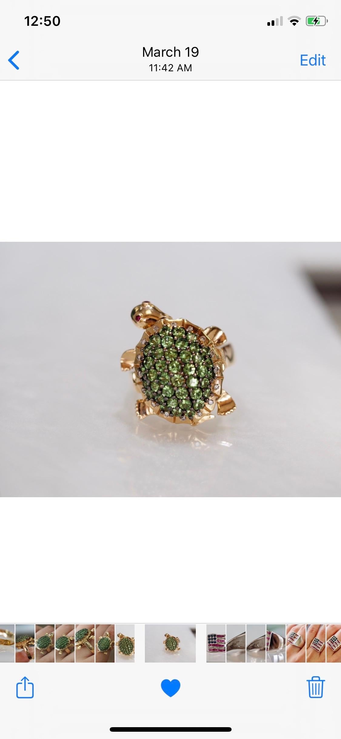 Retired Levian Tsavorite Turtle Dancing Ring at 1stDibs retired le