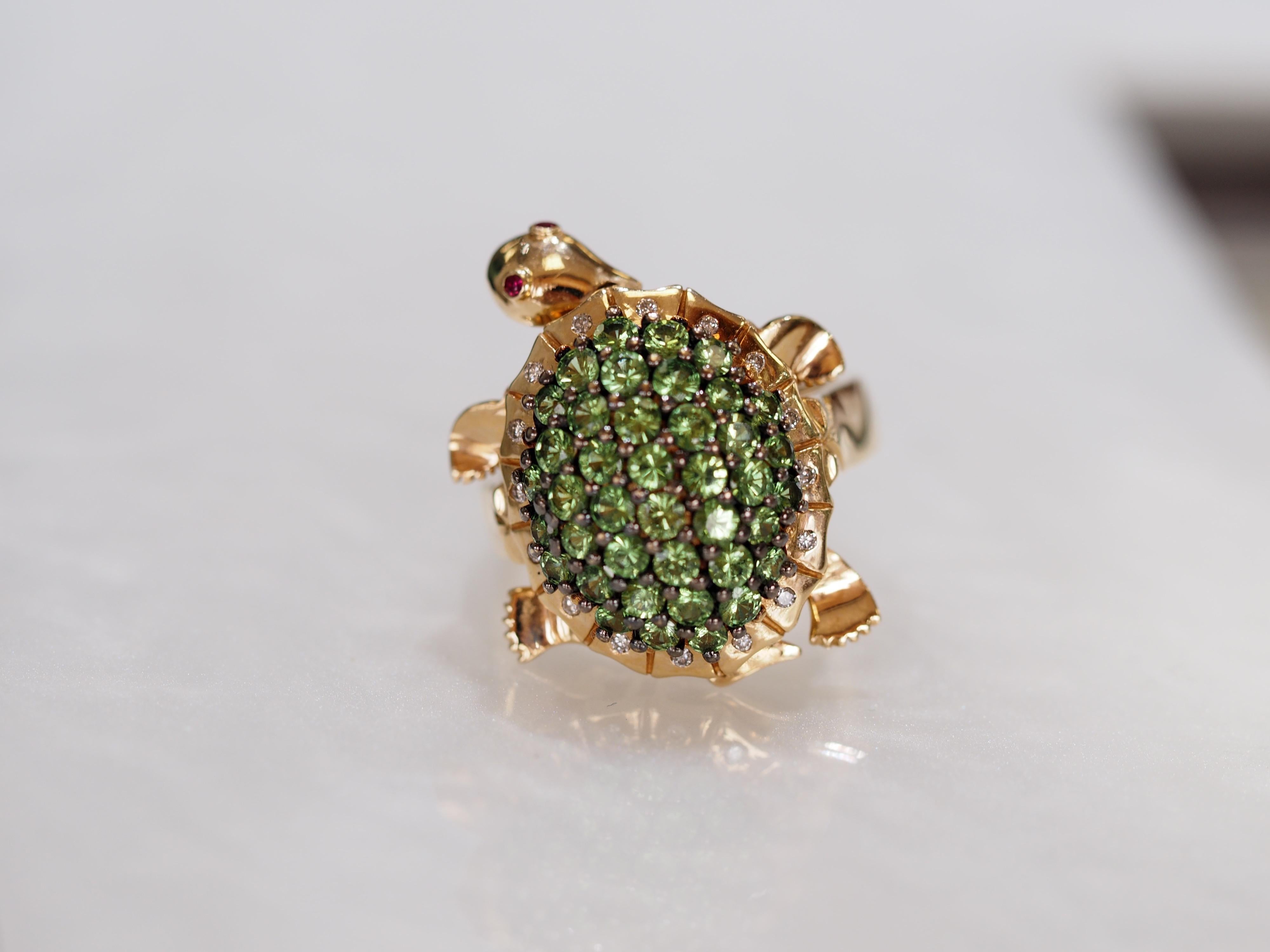 Retired Levian Tsavorite Turtle Dancing Ring at 1stDibs retired le