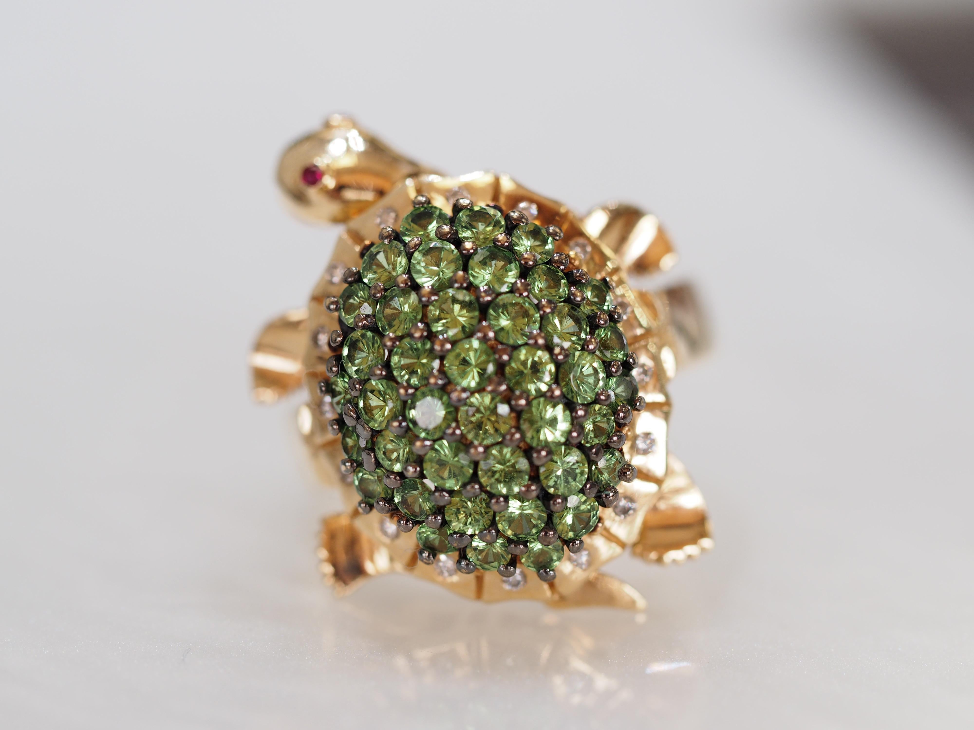 Retired Levian Tsavorite Turtle Dancing Ring at 1stDibs retired le