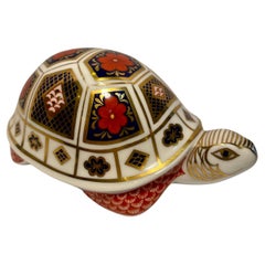 Retro Retired Royal Crown Derby English Bone China Turtle Figurine or Paperweight