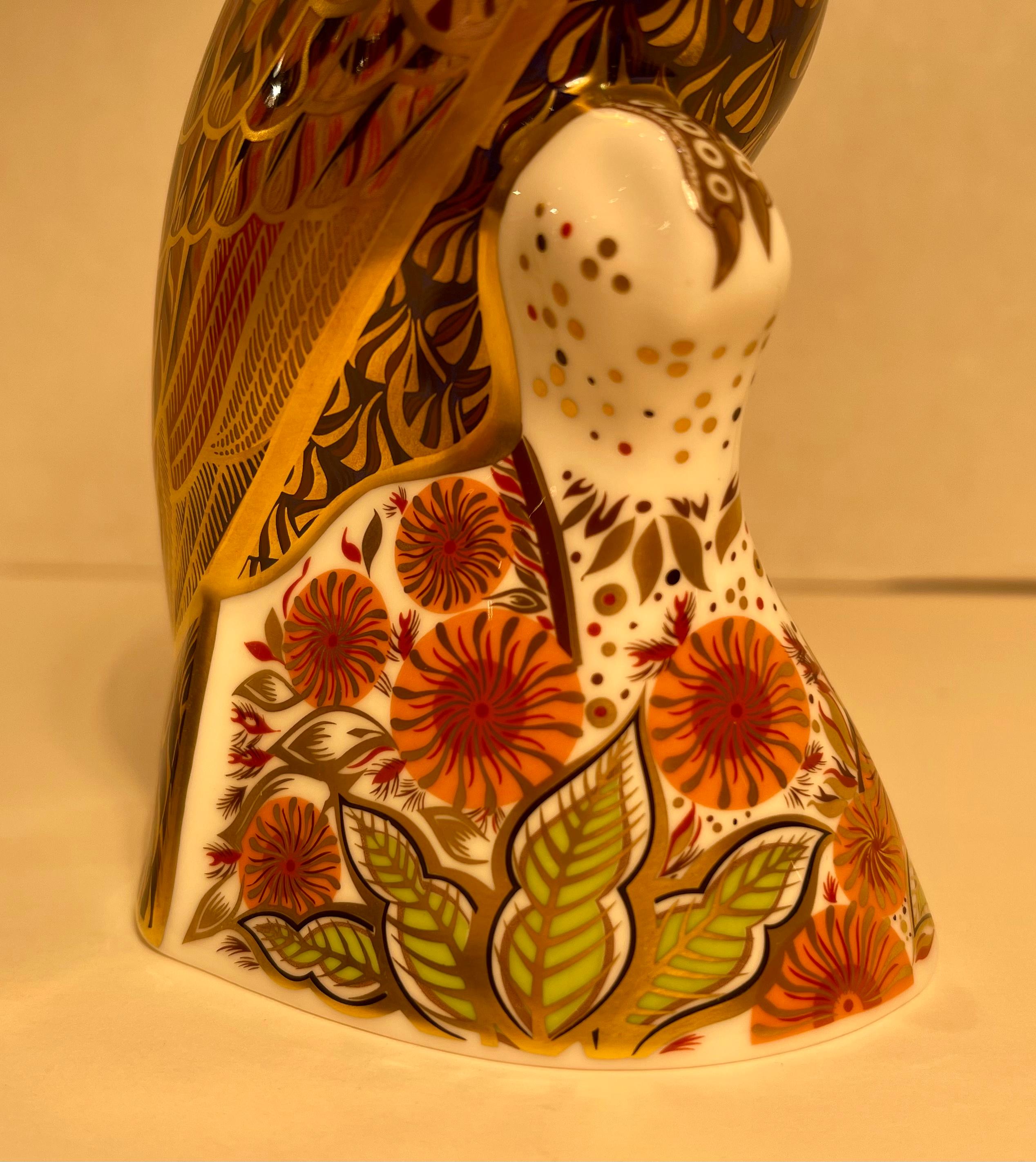 Porcelain Retired Royal Crown Derby Fine English Bone China Parrot Figurine or Paperweight For Sale