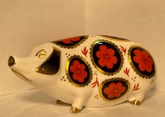 Retired Royal Crown Derby Fine English Bone China Pig Figurine or Paperweight