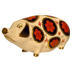 Retro Retired Royal Crown Derby Fine English Bone China Pig Figurine or Paperweight