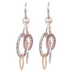 Retired Tacori Earrings, Authentic Tacori 18k Rose Gold 925 Link Dangle Earrings