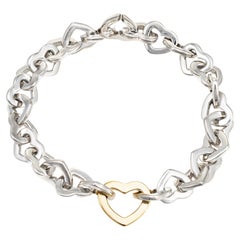 Retired Tiffany & Co Heart Bracelet Sterling Silver 18k Gold circa 2000 Jewelry