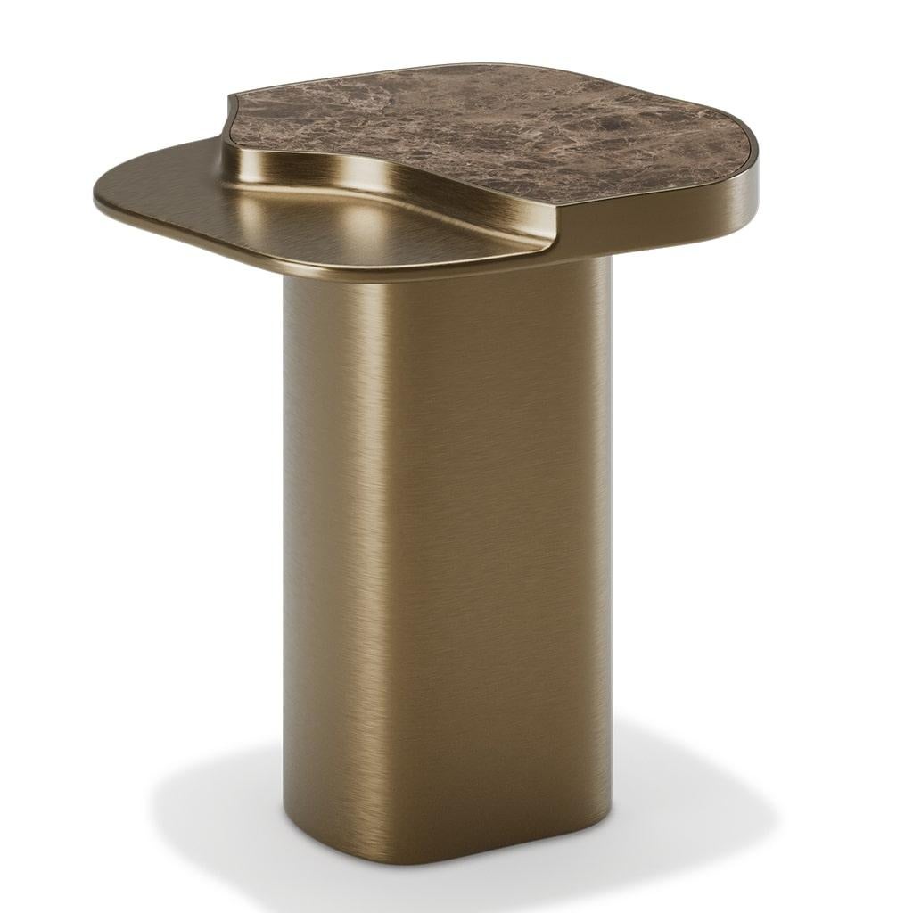 Portuguese Retiva Side Table with Emperador Marble Top For Sale