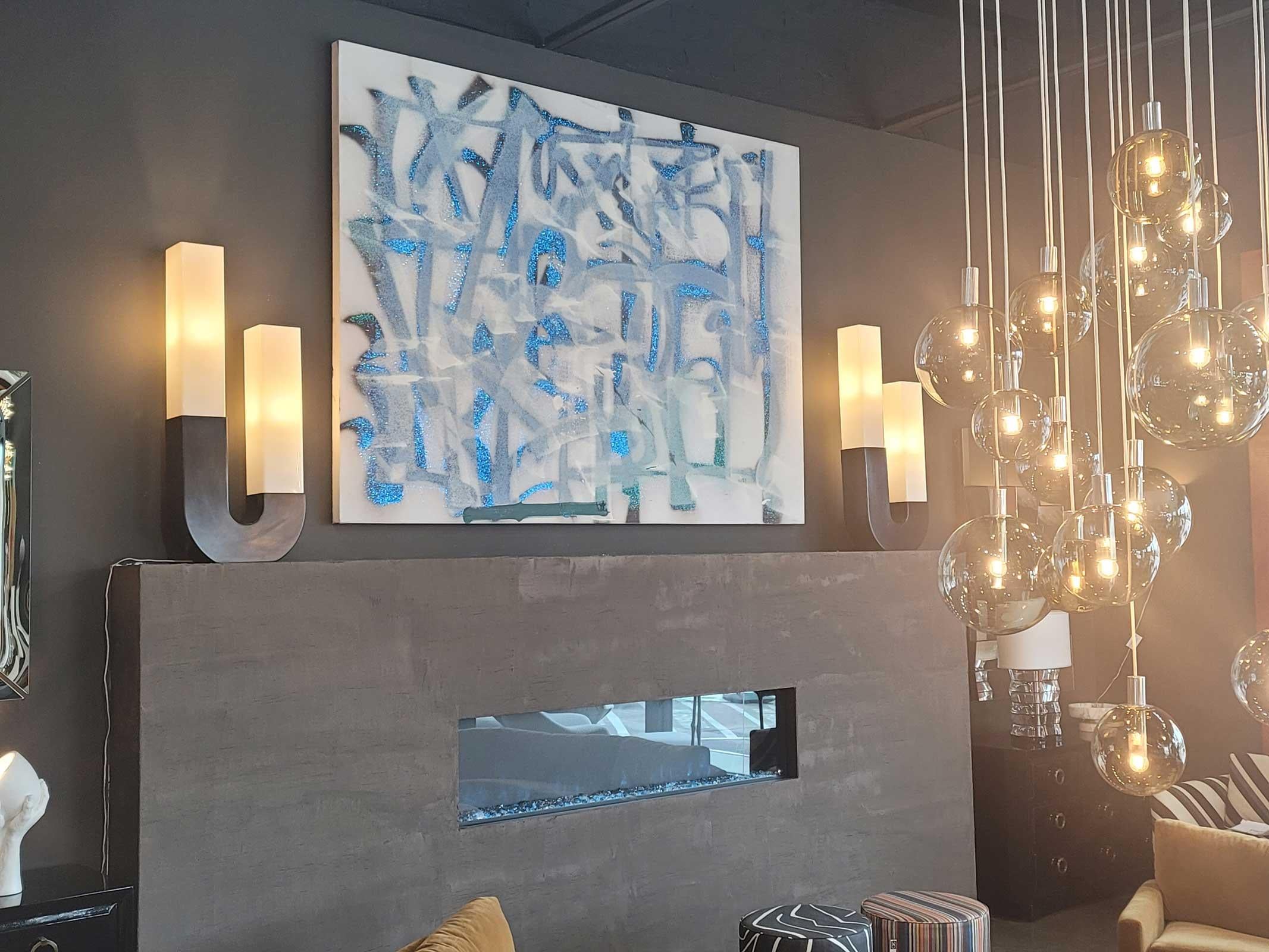 Modern RETNA (b. 1979). Untitled. Acrylic, spray paint, and glitter on canvas. 96 x 72 For Sale