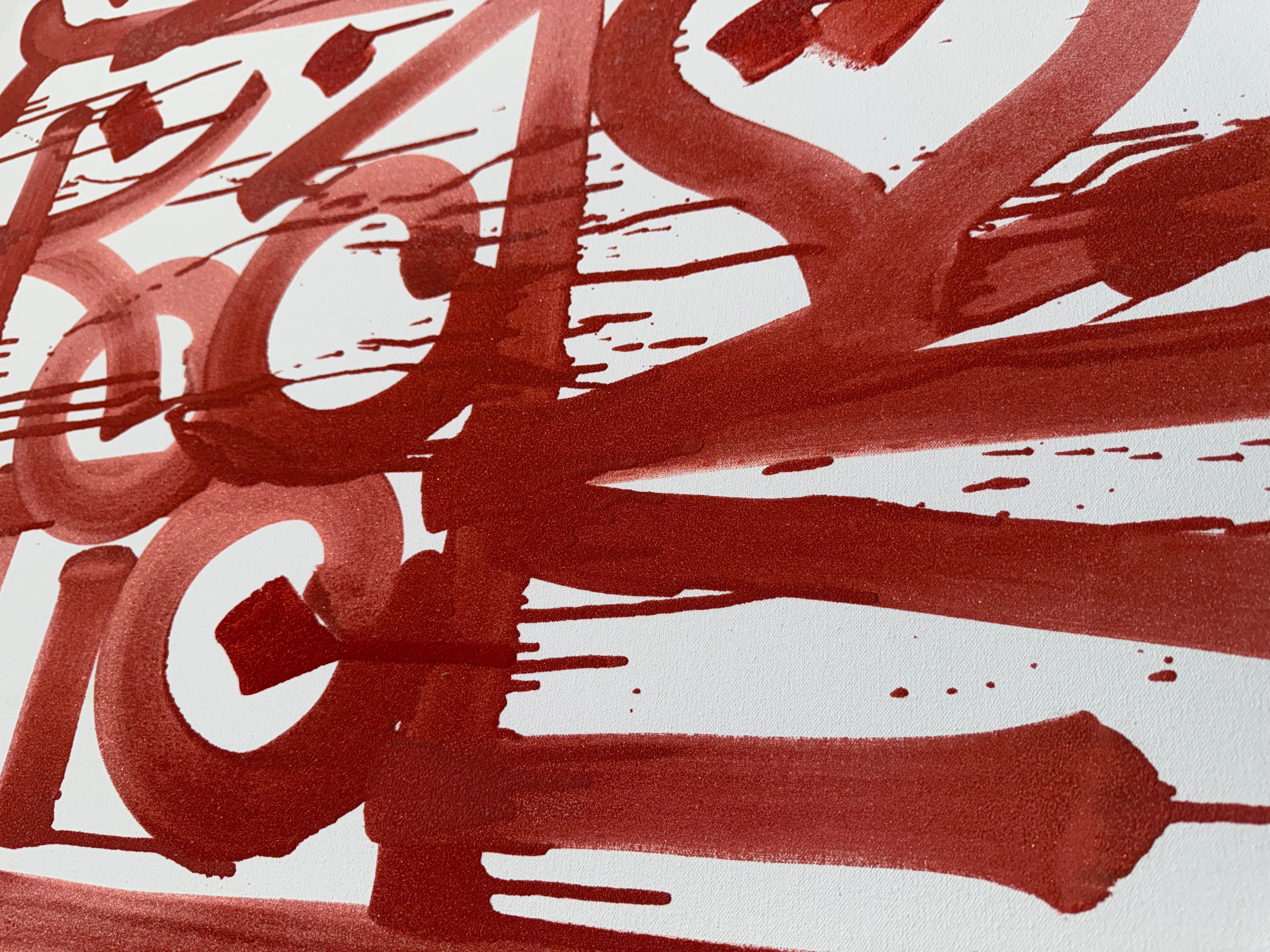 Love Letter - Red Abstract Painting by RETNA