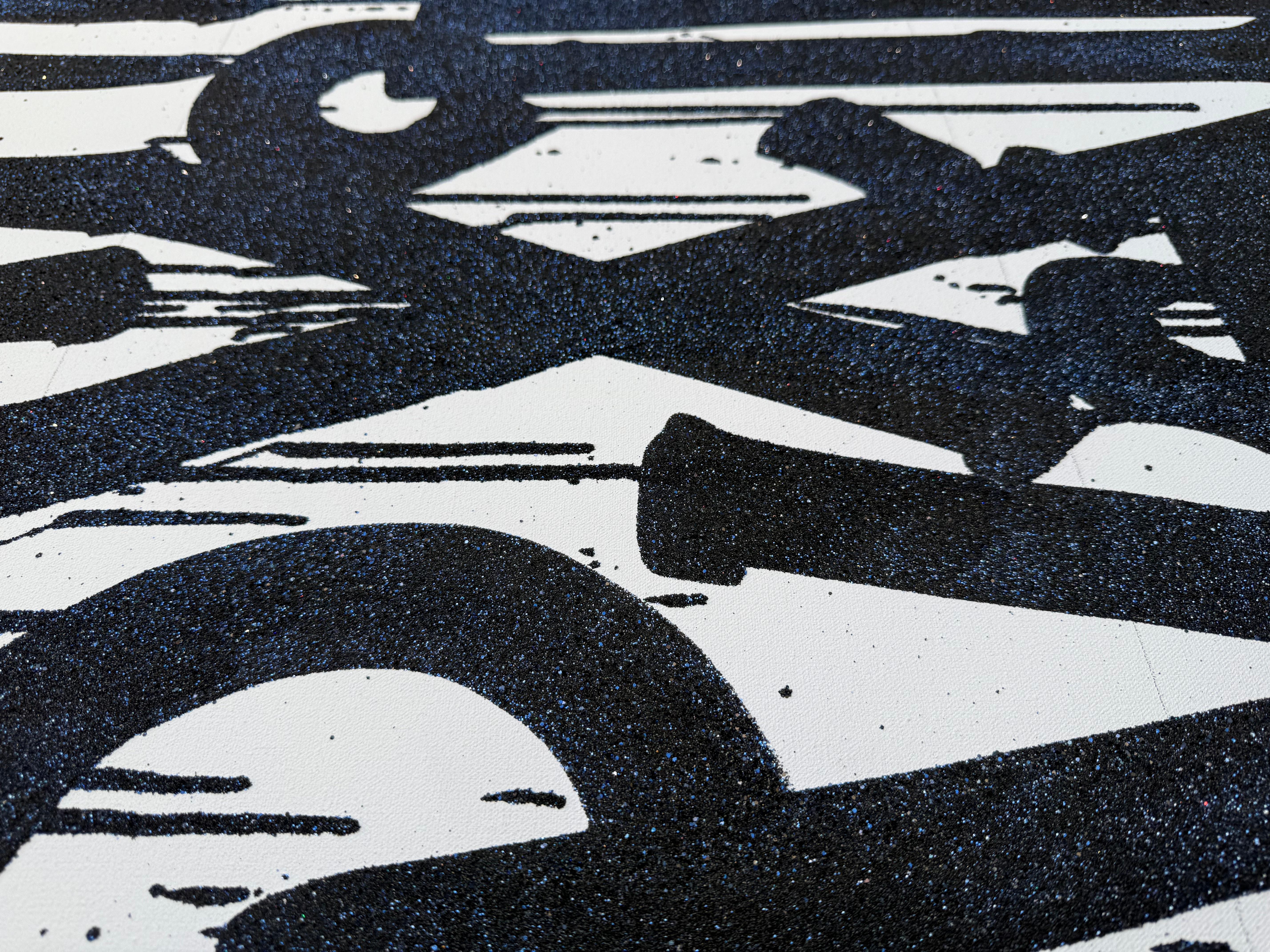 Marc of the Wooden Soldier - Black Abstract Painting by RETNA