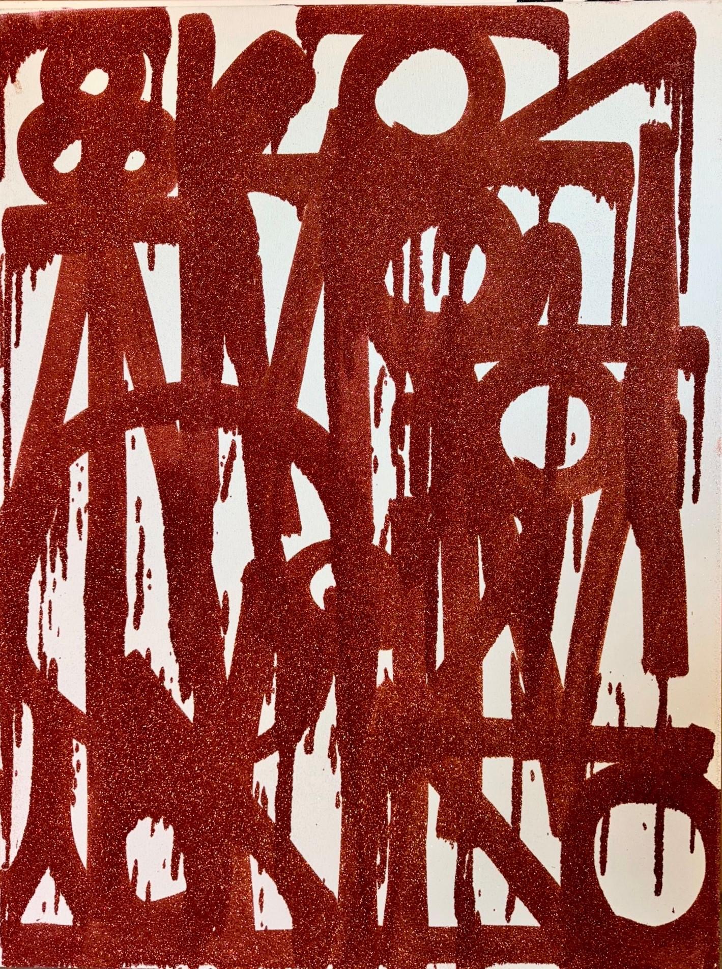 RETNA Abstract Painting – Rot auf Weiß