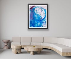 RETNA Pittura originale ad acquerello Senza titolo blu e viola astratta con COA
