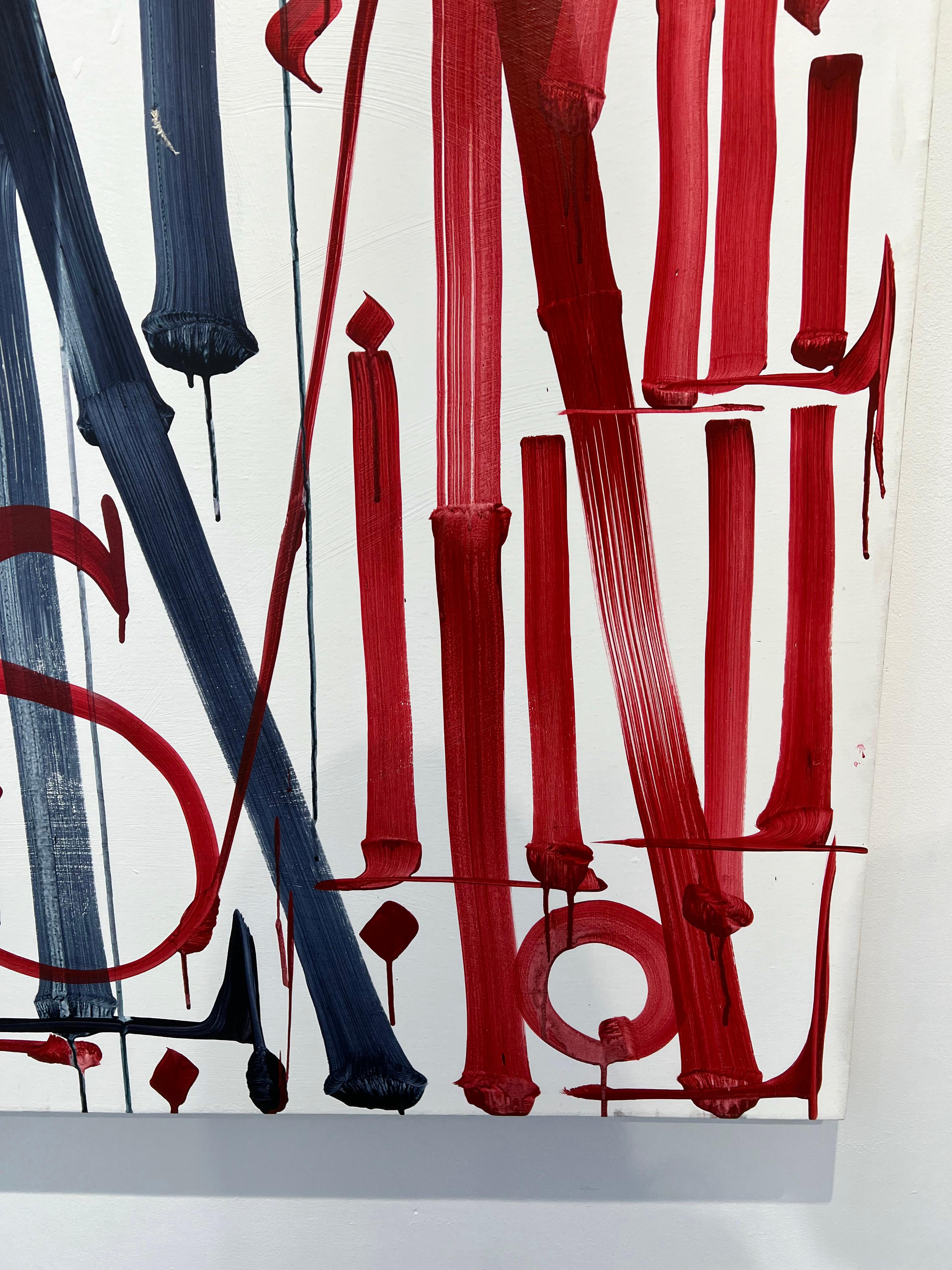 RETNA (b. 1979)
Slang Them Colors, 2020
Acrylic on canvas with leather stitching
96 x 72 in
Signed and titled on verso
