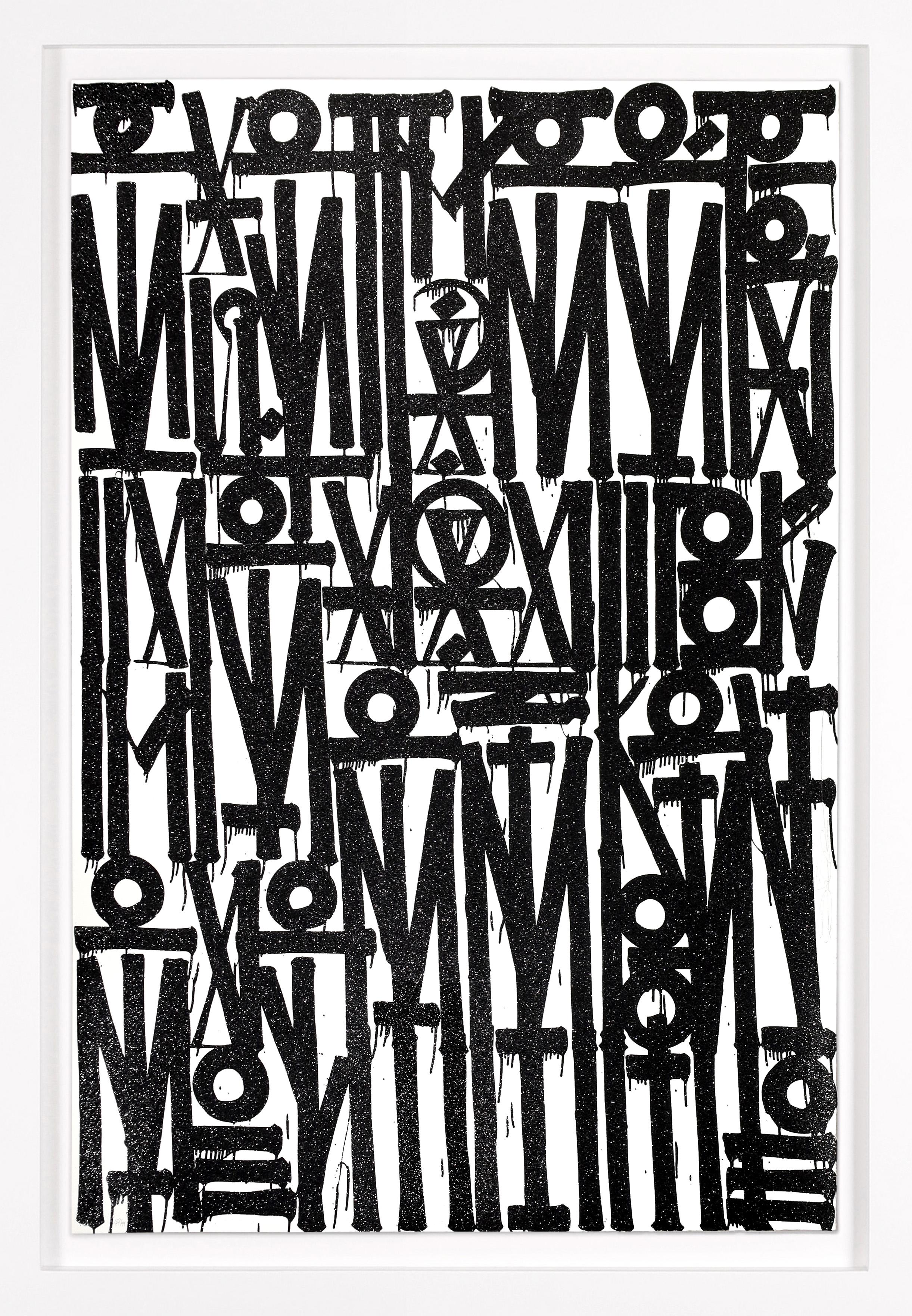 Abstract Print de RETNA - TAMBIÉN EL CORAZÓN SE SALTA UN LATIDO" Serigrafía abstracta con polvo de diamante, 2024