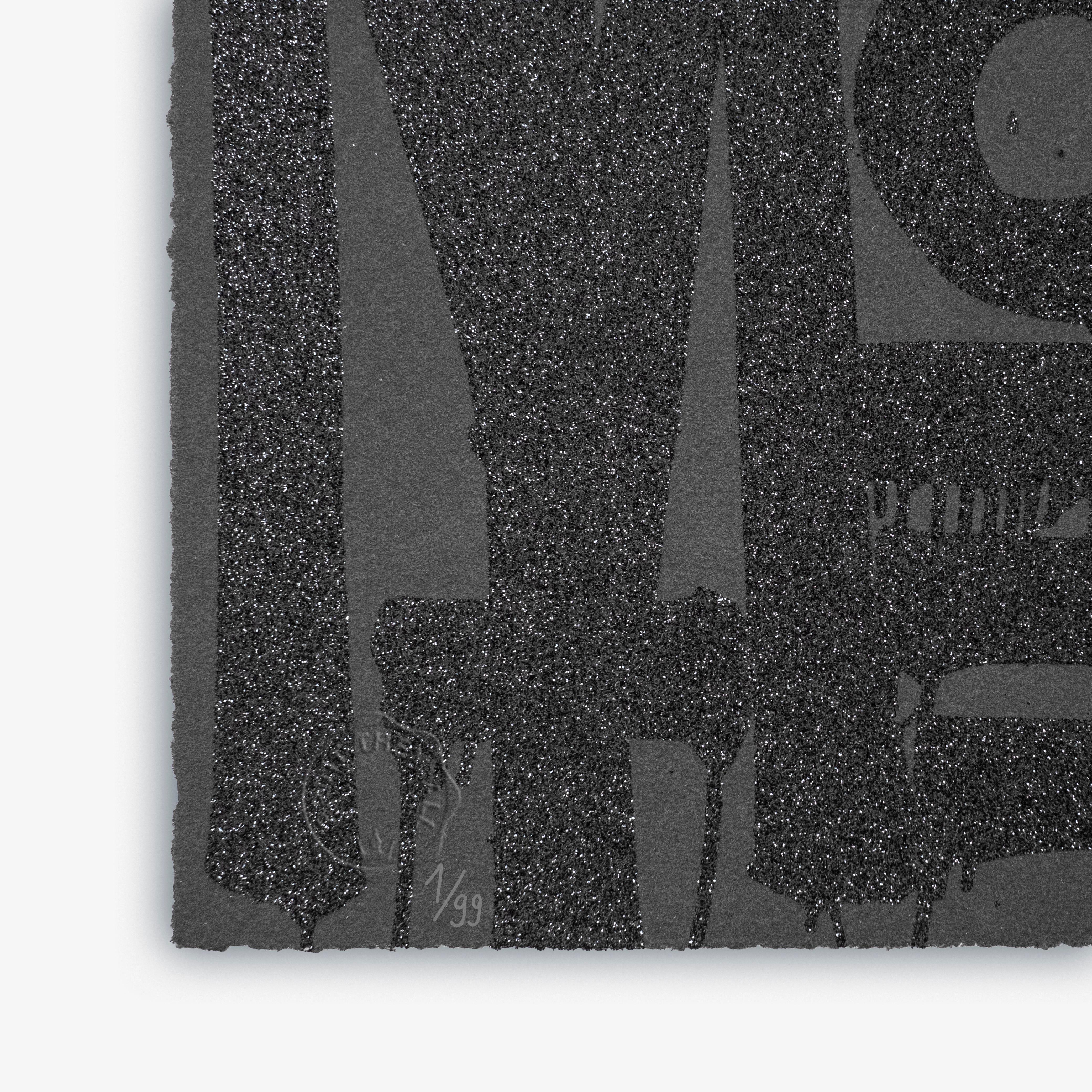 'EVEN THE HEART SKIPS A BEAT' (Black on Black) For Sale 1