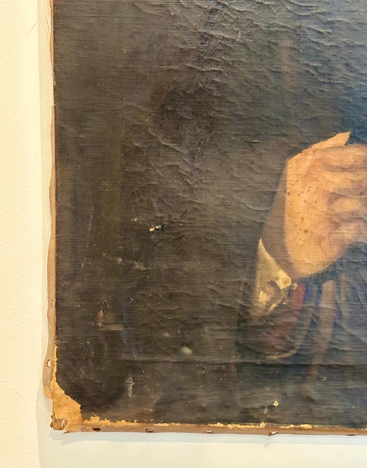 Ritratto di caballero CIRCA 1.850, realizzato in oleo sobre lienzo con marco de maderae. Escuela española.
