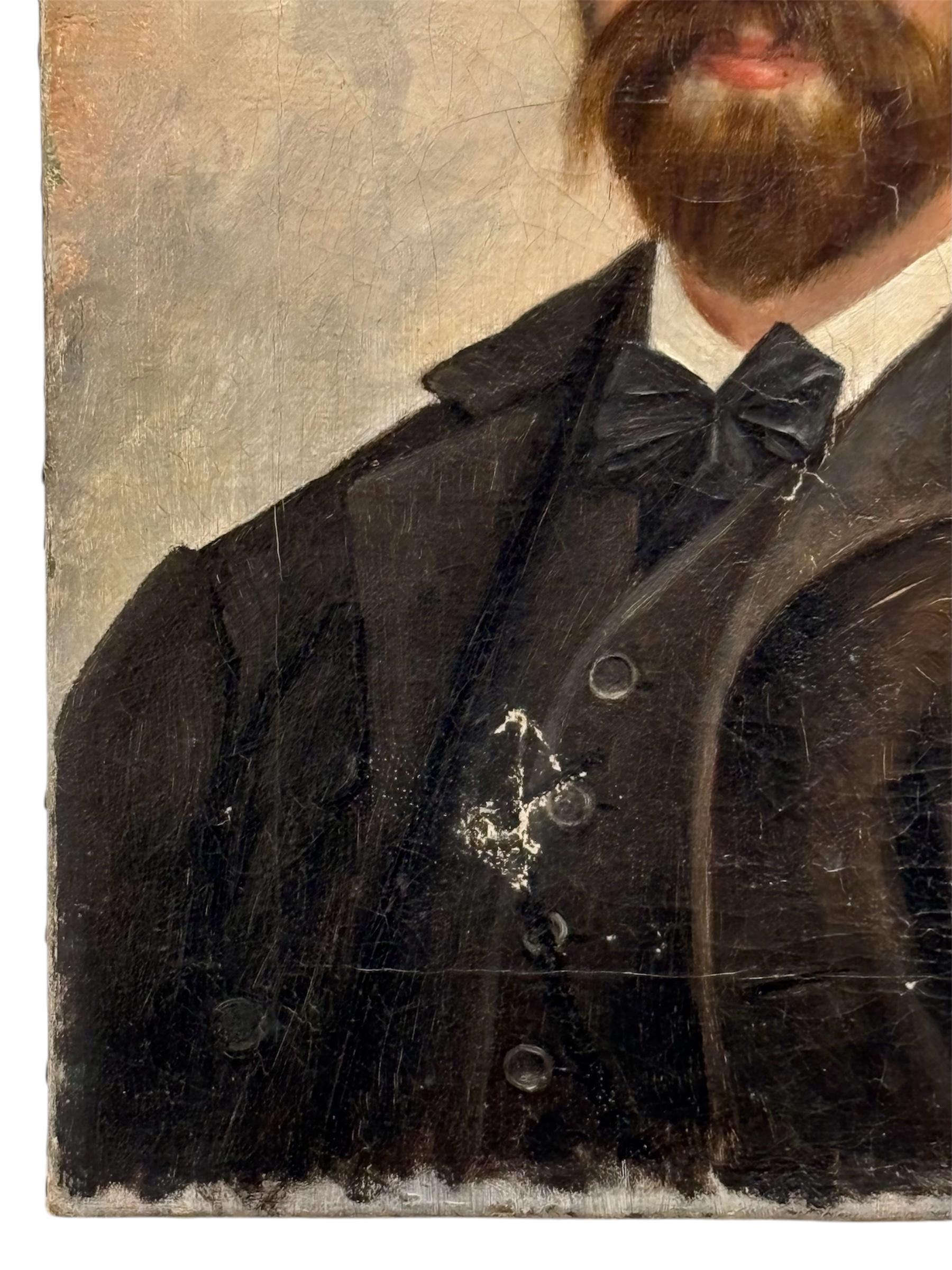British Colonial Retrato masculino en óleo sobre lienzo For Sale