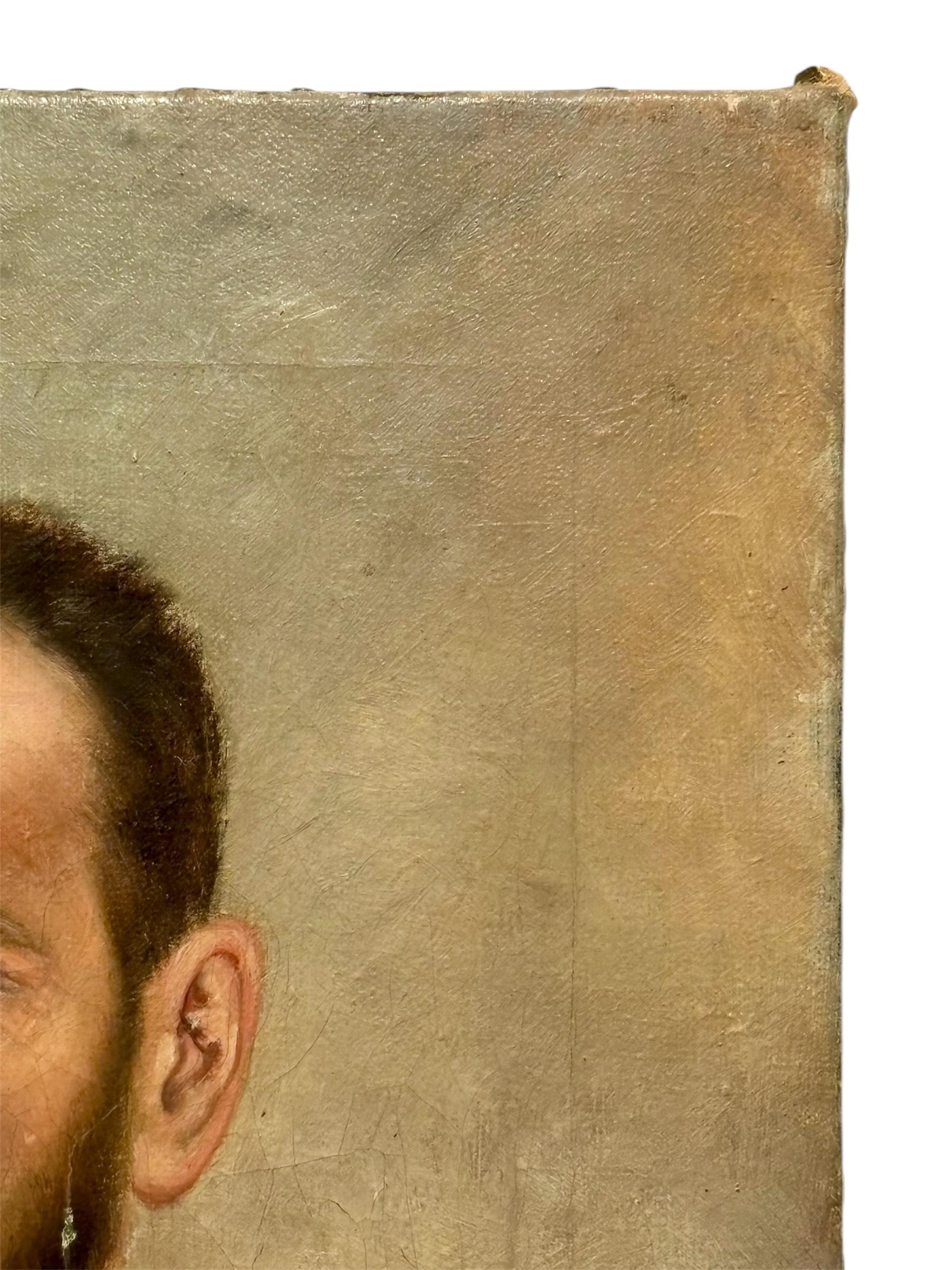 Retrato masculino en óleo sobre lienzo In Good Condition For Sale In VALÈNCIA, ES