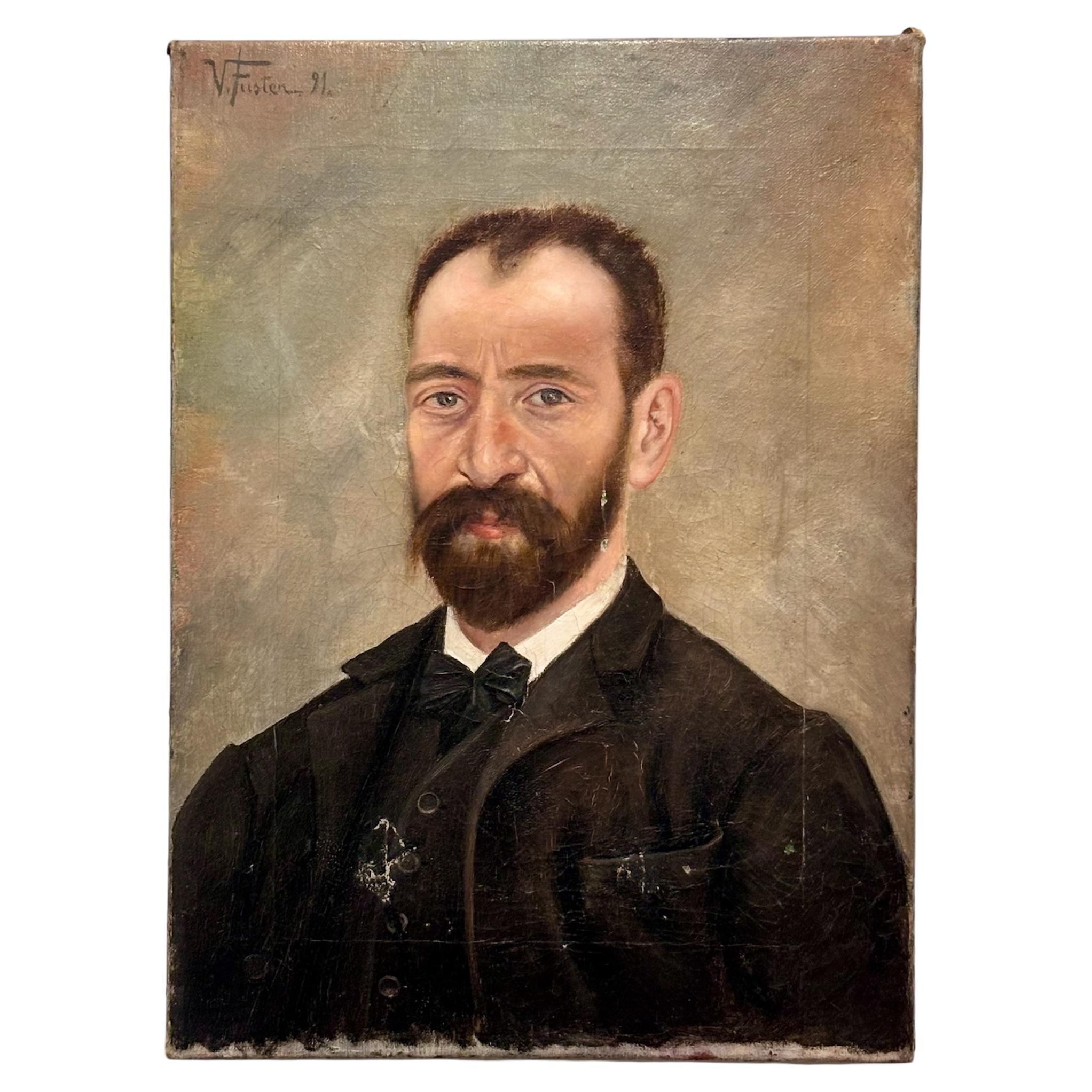 Retrato masculino en óleo sobre lienzo