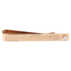 Retro 0.14ct Diamond TieBar, 14K YellowGold, Length 1 7/8 Inch, Diamond Tie Clip